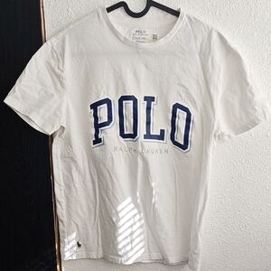 Ralph Lauren White Tee with Navy Logo